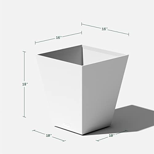 Veradek Pure Series Nobleton Planter - Tapered Square Outdoor Planter - color: White, size: 18 inch