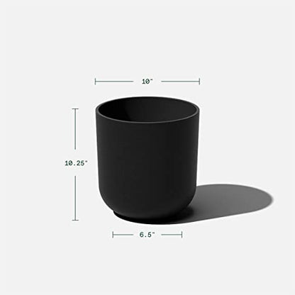 Veradek Mason Series Lima Planter - Large Round Outdoor Planter - color: Black, size: 10 inches