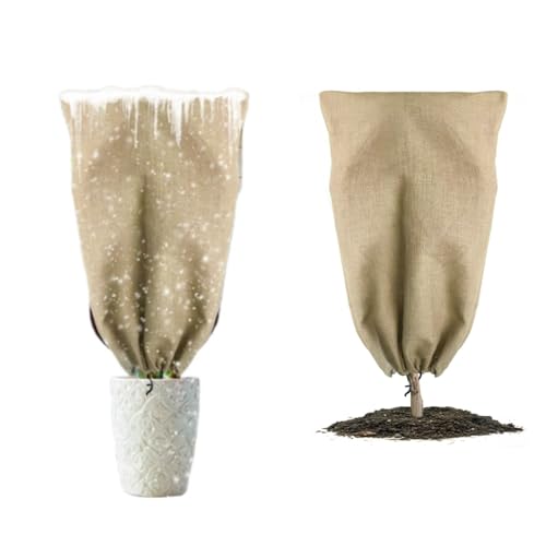 Agfabric Burlap Plant Covers Freeze Protection, 40in x 70in Warm Plant Frost Blankets with Drawstring, Reusable Frost Protection Cloths for Outdoor Plants, 2 Pack - size: 40"x70",2P