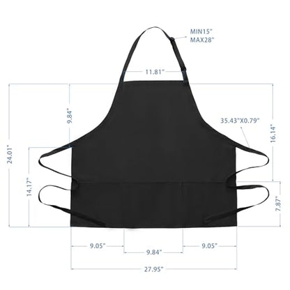 BOHARERS Kitchen Cooking Apron Unisex Adjustable chef apron with 3 pockets, 2 Pack Black - color: 02 Pack Long Black