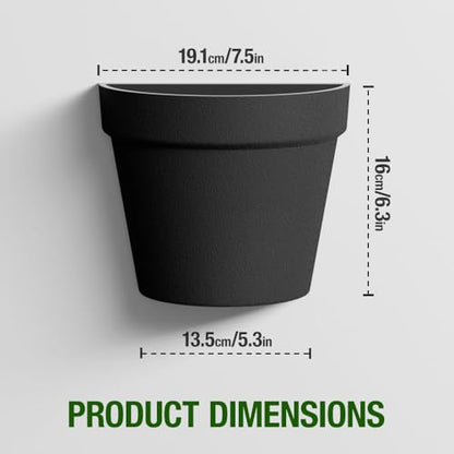 Asnext 2 Pack Indoor Wall Planter, 7.5 Inch Wall Hanging Planter, Black - color: Black
