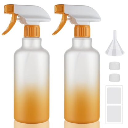 16.9oz/500ml Plastic Spray Bottles 2 Pack, Adjustable Mist Stream - color: Yellow