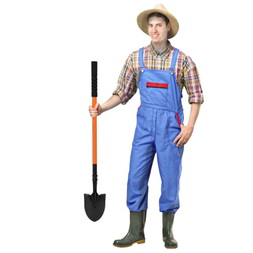 43.7Inches Small Spade Shovel Small Trench Shovel with Heavy Duty Steel Handle Garden Tools, Small Shovel for Digging Gardening Camping Yardwork Car Shovel, Orange - color: Orange