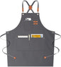AFUN Chef Aprons for Women Men with Oversized Pockets, 12-Ounce Cotton Canvas Cross Back Water Repellent Apron (Grey) - color: Grey