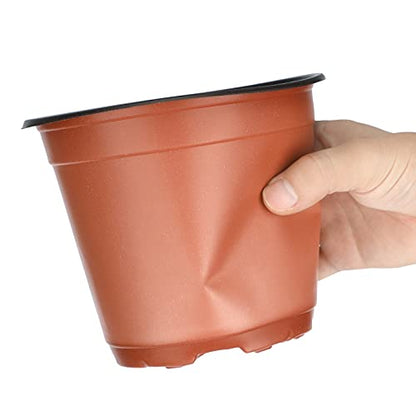 KINGLAKE 50 Pcs 6" Plastic Plants Nursery Seedlings Pot/Pots Flower Plant Container Seed Starting Pots for Plant - color: Brown