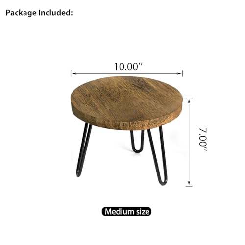 OBTAIN Plant Stand Indoor Outdoor, Wooden plant Stool, Mid Century Plant Stand for Indoor Plants, Wood Modern Plant Holder Rattan Flower, Low Short Boho Rustic Planter Stand Fit 5-15 Inch Pot(M) - size: Medium