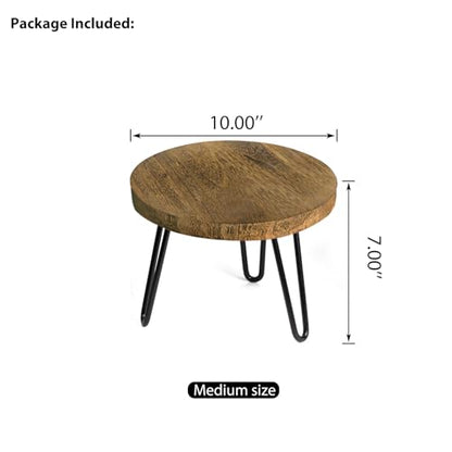 OBTAIN Plant Stand Indoor Outdoor, Wooden plant Stool, Mid Century Plant Stand for Indoor Plants, Wood Modern Plant Holder Rattan Flower, Low Short Boho Rustic Planter Stand Fit 5-15 Inch Pot(M) - size: Medium