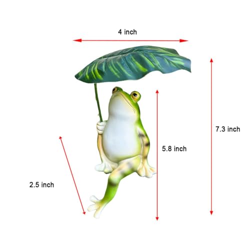 OwMell Umbrella Frog Statue for Garden, Green Frog Figurine, Outdoor Decor - style: Umbrella Frog