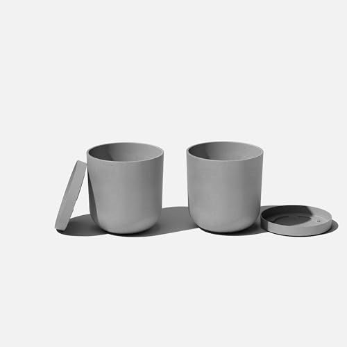 Veradek Mason Series Lima Planter & Drip Tray - Large Round Outdoor Planter - color: Gray, size: 10 inches - 2 Pack with Saucers