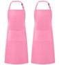 Syntus Apron for Men Women, Adjustable Cooking Kitchen Apron with 2 Pockets - color: Hot Pink, style: 2 Polyester
