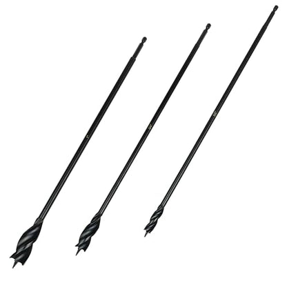 Greycore Tools 3-Piece 16 Inch 3-Flute Auger Bit, Wood Drill Bit for Hard and Soft Wood, 1/4” Quick Change Shank, Woodworking Auger Bits (16” Set 1/2”, 3/4”, 1”) - size: 16" 3PCS Set (1/2", 3/4", 1"), style: 16 Inch