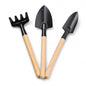 3Pcs Mini Gardening Tool Set with Wooden Handles Includes Small Hand Rake and Spade Ideal for Bonsai and Potted Plants Care