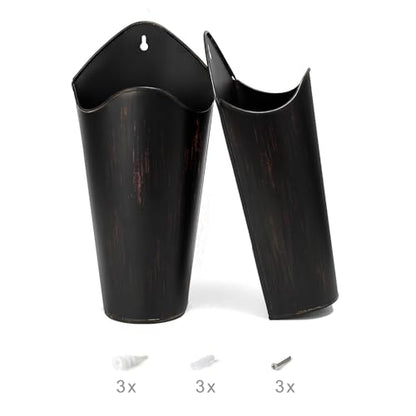 Mkono Metal Wall Planter, Hanging Vase for Flowers Plants, Set of 2, Black - color: Black