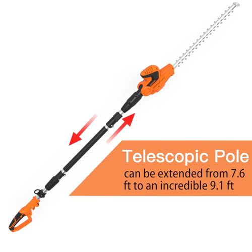 GARCARE Corded Pole Hedge Trimmer 500W 18-Inch Laser Blade Electric Cutter