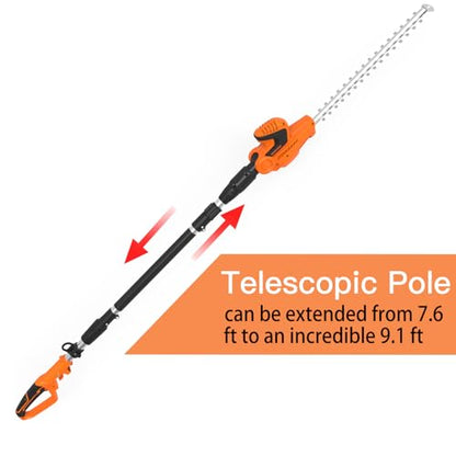 GARCARE Corded Pole Hedge Trimmer 500W 18-Inch Laser Blade Electric Cutter