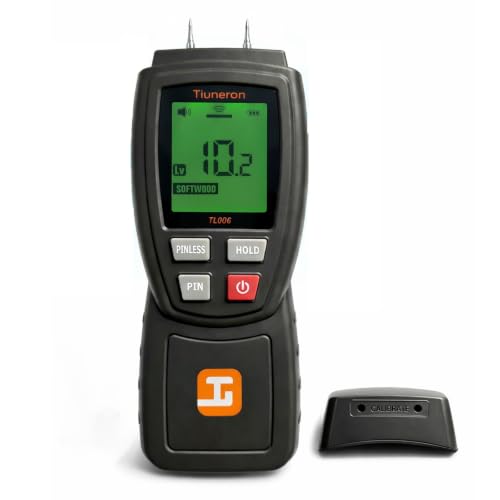 Dual Mode Moisture Meter for Wood and Building Materials, Pin & Pinless 2-in-1 Moisture Detector with Backlight & Buzzer, Digital Water Leak Tester for Hardwood, Softwood, Drywall & Masonry