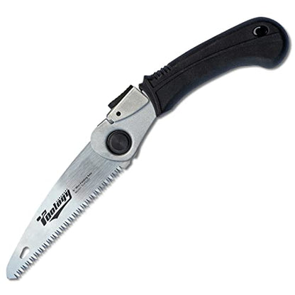 5" Folding Hand Pruning Saw for Gardening, Camping, Wood/Tree Cutting, Made with Heavy Duty SK-5 Steel (Black) - color: Black