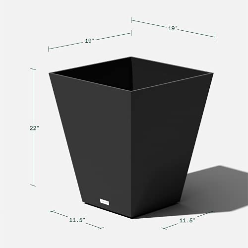 Veradek Pure Series Nobleton Planter - Tapered Square Outdoor Planter - color: Black, size: 22 inch