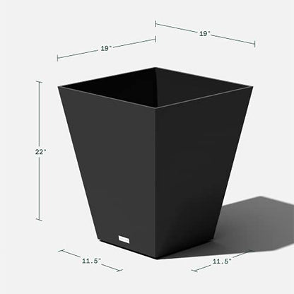Veradek Pure Series Nobleton Planter - Tapered Square Outdoor Planter - color: Black, size: 22 inch