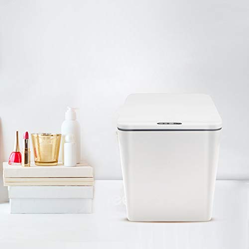 Automatic Small Countertop Trash Can with Lid, 1.5 Gal/6L Toucheless Mini Waste Bin for Office Desk/Bedside Table/Coffee Bar -Batteries, White - style: 6 Liter - 1.5 Gallon