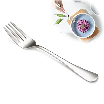 SANTUO Stainless Steel Dinner Forks Set - 12PCS Salad Forks Silverware with Round Handle, Mirror Finish & Dishwasher Safe, Use for Home, Kitchen or Restaurant - Silver 8 Inches - size: 8.1Inch(Dinner Fork)-12P