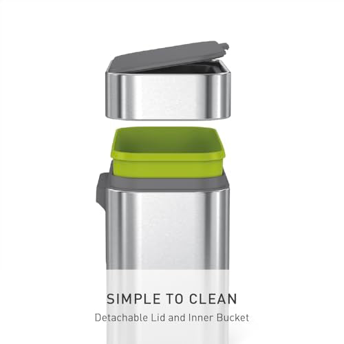 simplehuman Compost Caddy, Detachable and Countertop Bin, 4 Liter / 1.06 Gallon, Brushed Stainless Steel - color: Brushed