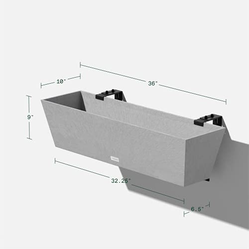 Veradek Pure Series Railing Planter - Tapered Window Box with Bracket - color: Gray, size: 36 inch - 2 Pack