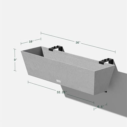 Veradek Pure Series Railing Planter - Tapered Window Box with Bracket - color: Gray, size: 36 inch - 2 Pack