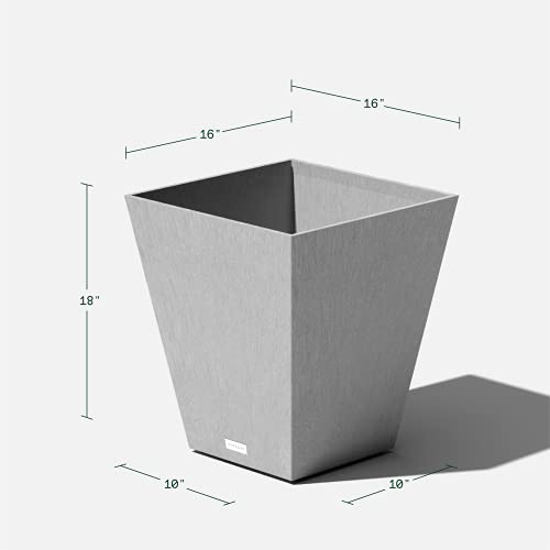 Veradek Pure Series Nobleton Planter - Tapered Square Outdoor Planter - color: Gray, size: 18 inch