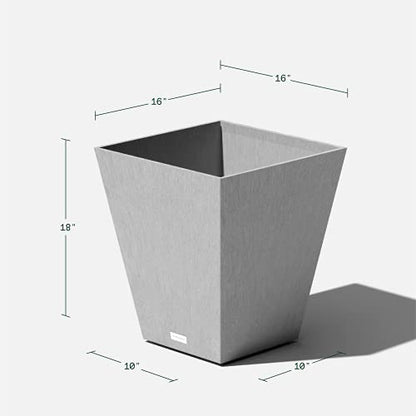 Veradek Pure Series Nobleton Planter - Tapered Square Outdoor Planter - color: Gray, size: 18 inch