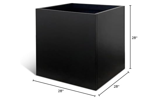 Galvanized Steel Planter Box 28 in Black Square Planters - color: Black, size: 28" L x 28" W x 28" H