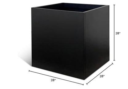 Galvanized Steel Planter Box 28 in Black Square Planters - color: Black, size: 28" L x 28" W x 28" H
