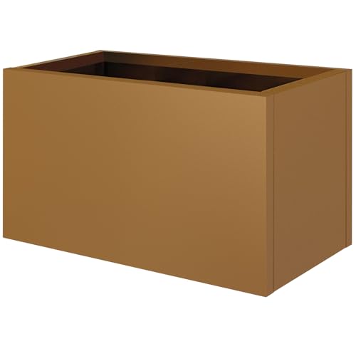 32"x16"x16" Corten Steel Planter Box, Large Steel Planter Box - color: Rust, size: 32"L x 16"H x 16"W