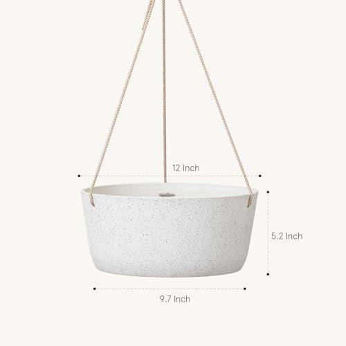 La Jolie Maison Large Hanging Planters for Outdoor Plants, Set of 2 12 Inch - color: Speckled White