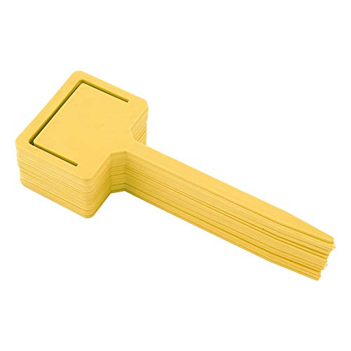 Plant Label Tags, PVC Durable Gardening Stake, Writable Surface with Pencil or Pen, Reusable for Flower Pots Seedling Trays, Pack of 20 (Yellow) - color: Yellow
