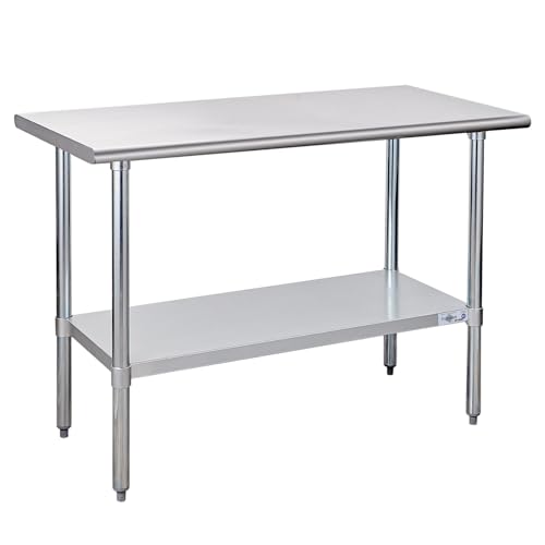 Profeeshaw Stainless Steel Prep Table 24''x48'' NSF Commercial Workbench - color: No Backsplash, size: 24''x48''