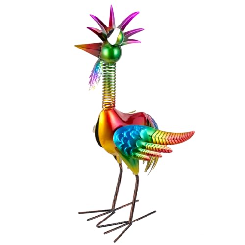 Metal Wacky Rooster Garden Statue for, Patio, Backyard, Lawn - color: Multicolor