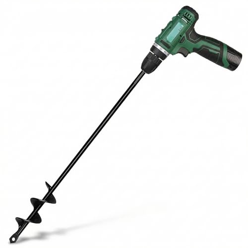 2" x14.5" Garden Auger Drill Bit for Planting,Sand Ground Earth Auger Drill Bit with 3/8" Hex Drive, Post Hole Digger Drill Auger for Gardening Bulbs