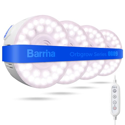 Barrina OG09 Puck Grow Light, 36W(4 x 9W), Pinkish White, Timer, 4 Packs - color: Pinkish White-White Cover, size: 4 Packs with Timer