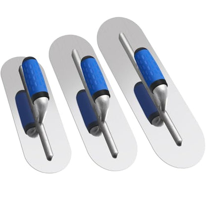 Lasnten 3 PC Stainless Steel Pool Trowel Set Concrete Tools,Blue