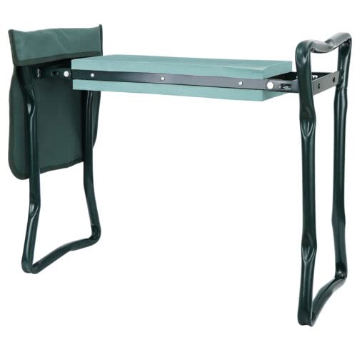 Garden Bench Foldable Stool Padded seat Cushion and Tool Bag