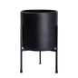 D'vine Dev Cylinder Planter Pot with Metal Stand, Black, 10 in, 96-T-B-2 - color: Black, size: Medium 10 Inch