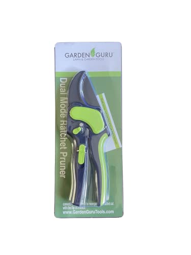 Garden Guru 2 in 1 Ratchet Pruning Shears Clippers – 4X Cutting Power – Ratcheting Garden Anvil Pruners Scissors - Ergonomic Grip - Makes Tough Cuts Easy - Great for Seniors & Arthritic Hands (4 Pack) - size: 4 Pack, style: 2 in 1 Ratchet (small hands)