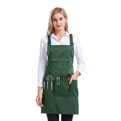 Nanxson Apron with Pockets Cross Back Apron for Hair Stylist Gardening - color: Darkgreen
