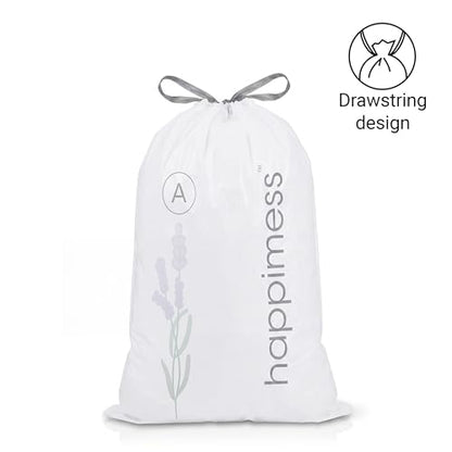 happimess 20-Count Lavender 8 Gal Drawstring Trash Bags, White, Pack of 6 - color: White (Lavender Scented), size: 120 Count (Pack of 1)