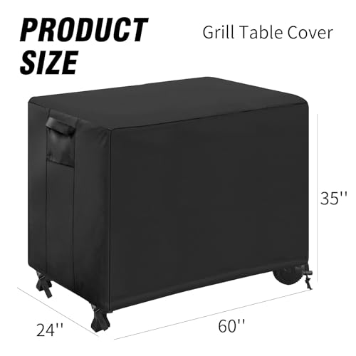 EATAKWARD 60'' X 24'' X 35'' 420D Waterproof Outdoor Prep Table Cover, Oxford fabric BBQ Table Cover, Suitable for Grill Table, Patio Kitchen Prep, Work Table, Workbench, Dining Cart
