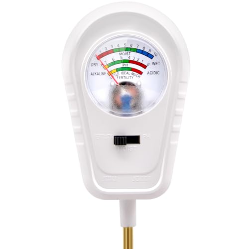 Soil Test Kit 3-in-1, Soil Moisture Meter, Soil PH Meter, Fertility Soil Tester, Soil Tester for Garden, Lawn, Farm, Outdoor & Indoor Use (Snow White)