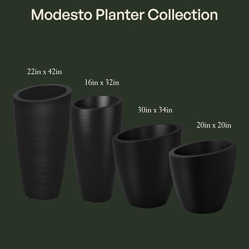 Mayne Modesto 20in Round Modern Planter, Neptune Blue - color: Neptune Blue, size: 20 Inch