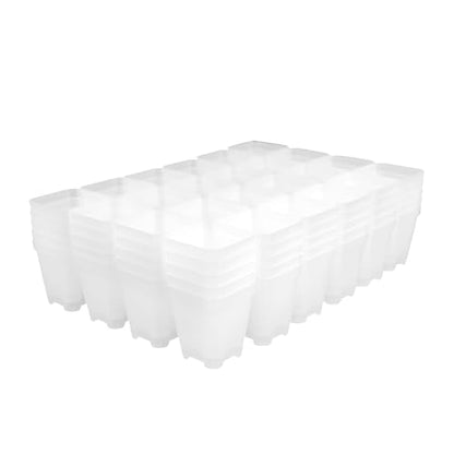 120 Pack Small 2.70 Inch Clear Plastic Square Nursery and Seedling Pot Container, Seed Starting Transplant Planter with Drain Hole for Germination