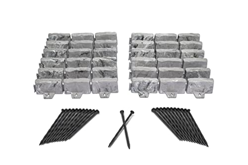 EasyFlex No-Dig Landscape Edging with Anchoring Spikes, 2.7 in Tall Decorative Stone-Look Garden Border, 15 Foot Kit, Slate Gray - color: Slate Gray, size: 15 Foot
